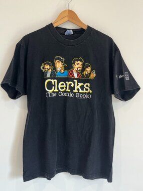 Vintage 1998 Clerks The Comic Book Graphic T-Shirt Hanes Heavyweight Black Large